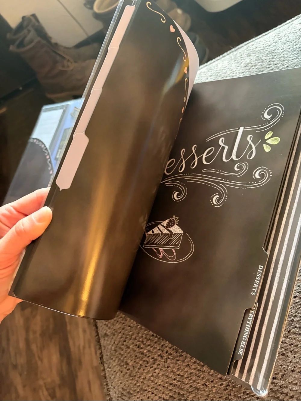 Black 'Recipes' book with divers